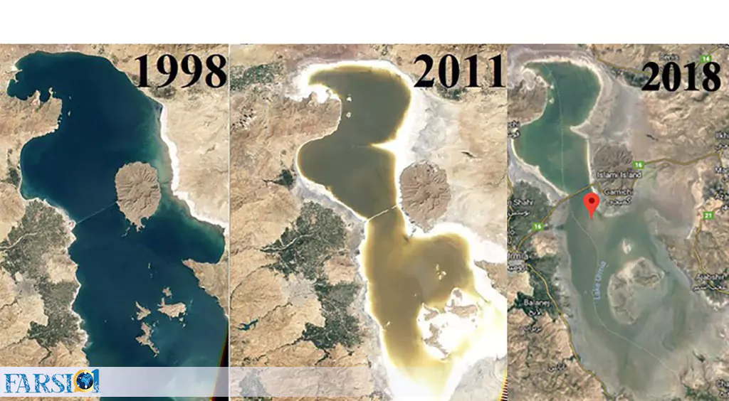 روند خشک شدن دریاچه ارومیه 